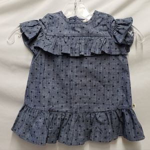 Kate Spade Infant Girls 2 Piece Chambray Dot Ruffle Dress Set 18 Months